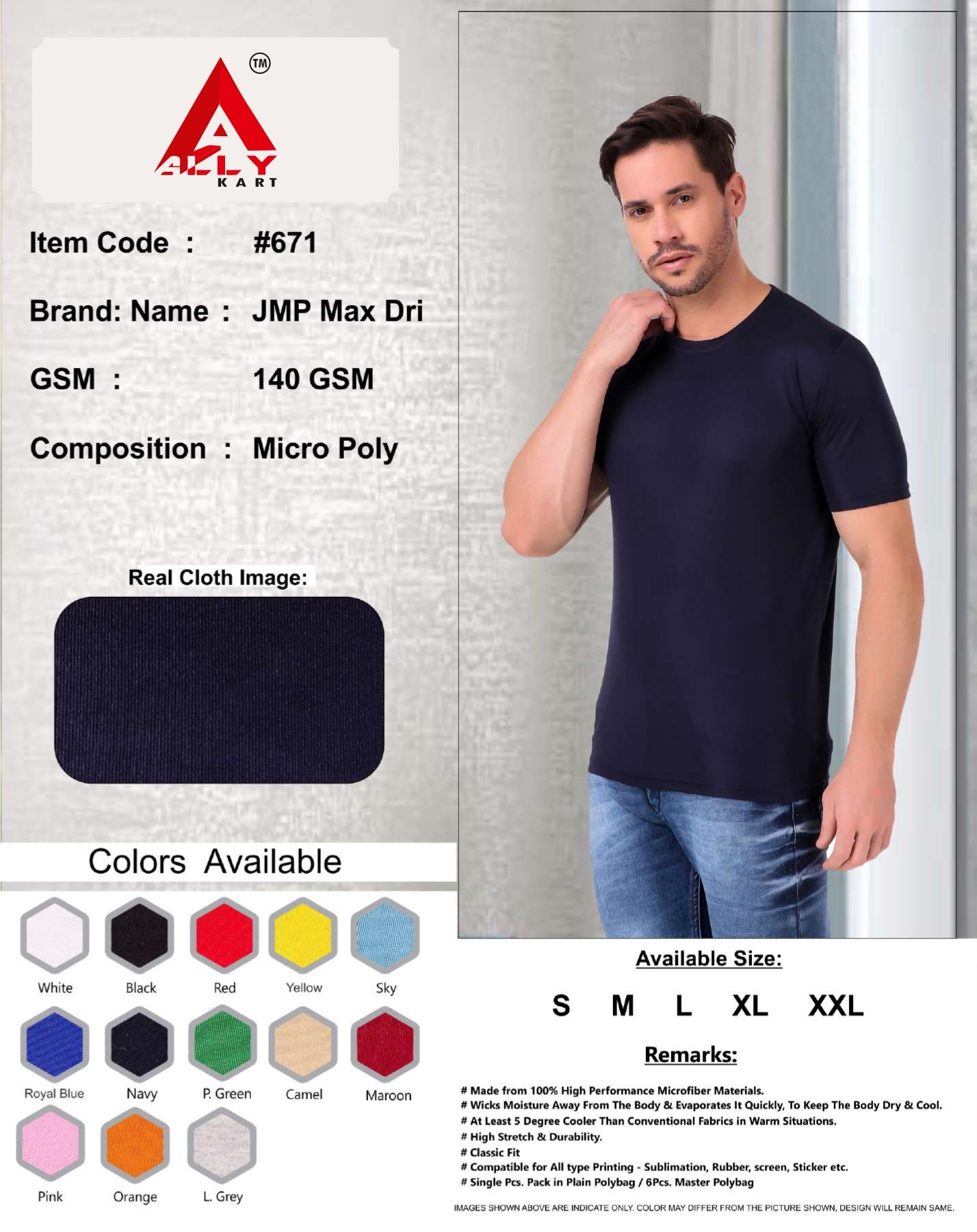 Ally Solid Men's Round Neck Micro Poly Half Sleeve T-Shirts